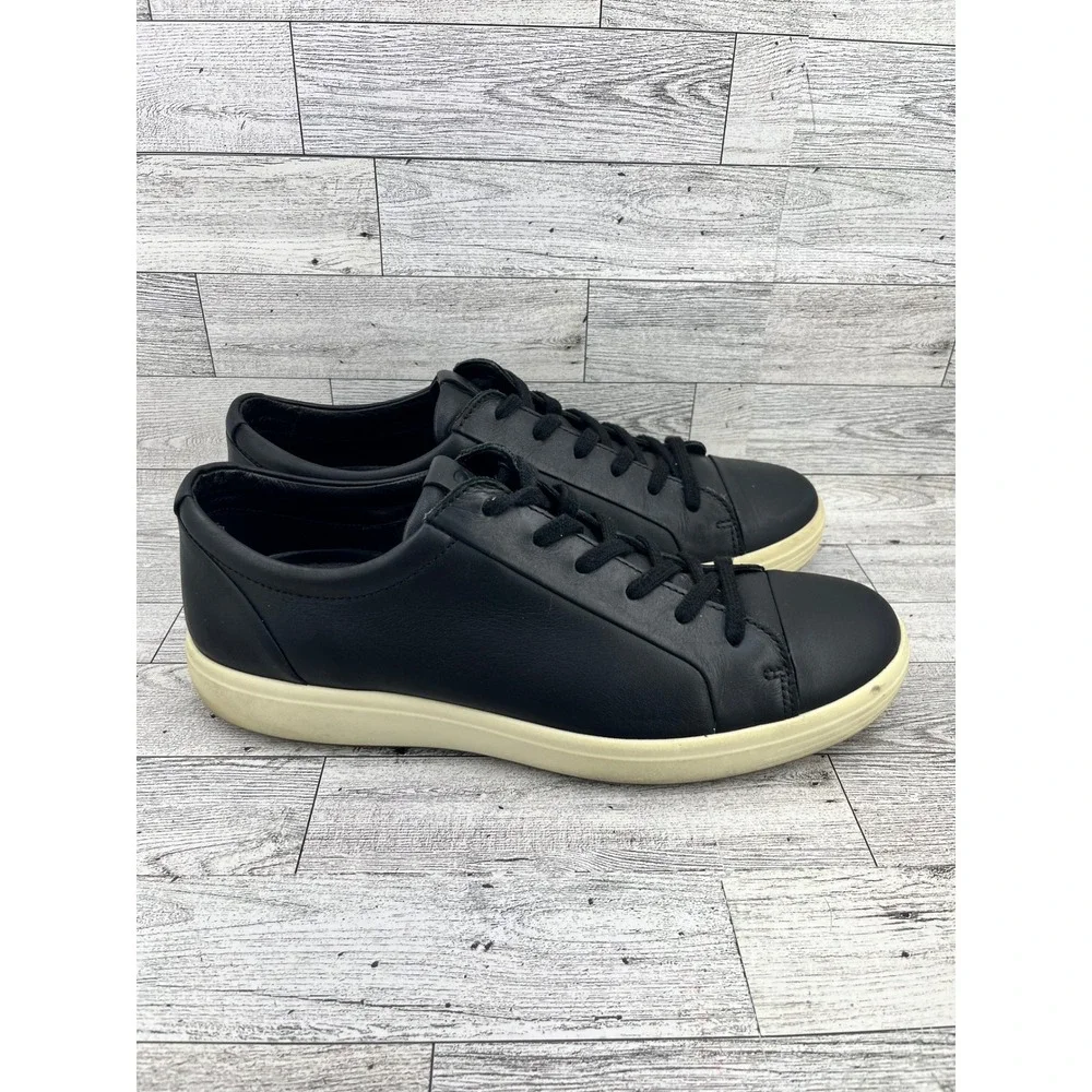 ECCO Soft 7 Sneakers Black Leather Lace Up Men's EU 43 US 9-9.5‎ Casual Comfort